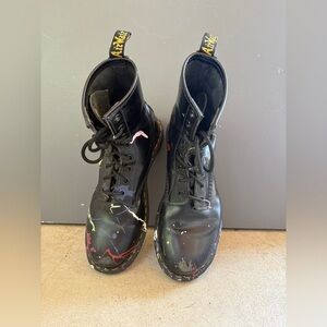 Dr. Martens 1460 Black Leather Combat Boots – Custom Paint Splatter